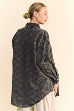 Load image into Gallery viewer, Davi &amp; Dani Curved Hem Diamond Quilted Button Up Denim Shacket