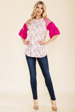 Load image into Gallery viewer, Celeste Floral Contrast Bell Sleeve Top