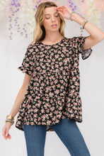 Load image into Gallery viewer, Celeste Floral Ruffled Short Sleeve Blouse