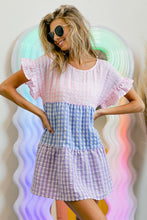 Load image into Gallery viewer, BiBi Plaid Color Block Tiered Top