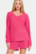 Load image into Gallery viewer, Zenana V-Neck Long Sleeve Ribbed Top and Shorts Set