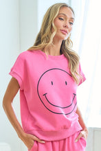 Load image into Gallery viewer, First Love Smile Face Drop Shoulder Brushed Inside T-Shirt