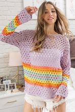 Load image into Gallery viewer, BiBi Rainbow Stripe Hollow Out Cover Up