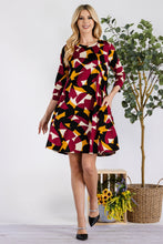 Load image into Gallery viewer, Celeste Geometric Round Neck Dress with Pockets