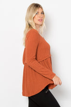 Load image into Gallery viewer, Be Stage Texture Babydoll Round Neck Long Sleeve Knit Top