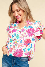 Load image into Gallery viewer, Haptics Notch Neck Sequin Floral Blouse