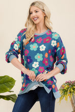 Load image into Gallery viewer, Celeste Side Slit Flower Print Long Sleeve Top