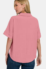 Load image into Gallery viewer, Zenana Texture Collared Neck Short Sleeve Top