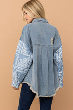 Load image into Gallery viewer, And The Why Paisley Print Quilted Sleeves Denim Jacket