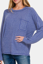 Load image into Gallery viewer, Zenana Contrast Stitching Brushed Ribbed Hacci Knit Top