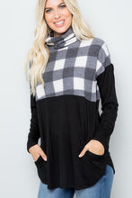Load image into Gallery viewer, Celeste Pocketed Plaid Turtleneck Long Sleeve Blouse