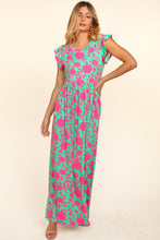 Load image into Gallery viewer, Haptics Ruffled Printed Round Neck Cap Sleeve Dress