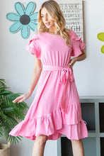 Load image into Gallery viewer, Reborn J Tie Front Ruffled Short Sleeve Dress