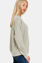 Load image into Gallery viewer, Zenana Washed Round Neck Dropped Shoulder Sweatshirt