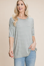 Load image into Gallery viewer, BOMBOM Striped Round Neck T-Shirt