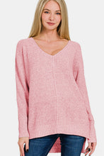 Load image into Gallery viewer, Zenana High-Low Center Seam V-Neck Sweater