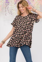 Load image into Gallery viewer, Celeste Floral Ruffled Short Sleeve Blouse