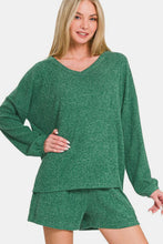 Load image into Gallery viewer, Zenana V-Neck Long Sleeve Ribbed Top and Shorts Set