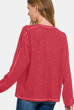 Load image into Gallery viewer, Zenana Contrast Stitching Brushed Ribbed Hacci Knit Top