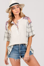 Load image into Gallery viewer, SAGE + FIG Plaid Half Button Gauze Top