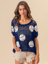 Load image into Gallery viewer, BiBi Baseball Patch Short Sleeve Net Cover-Up