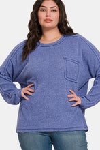 Load image into Gallery viewer, Zenana Contrast Stitching Brushed Ribbed Hacci Knit Top