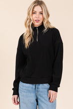 Load image into Gallery viewer, BOMBOM Quarter Zip Long Sleeve Sweatshirt with Pockets