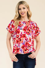 Load image into Gallery viewer, Celeste Round Neck Short Sleeve Floral T-Shirt