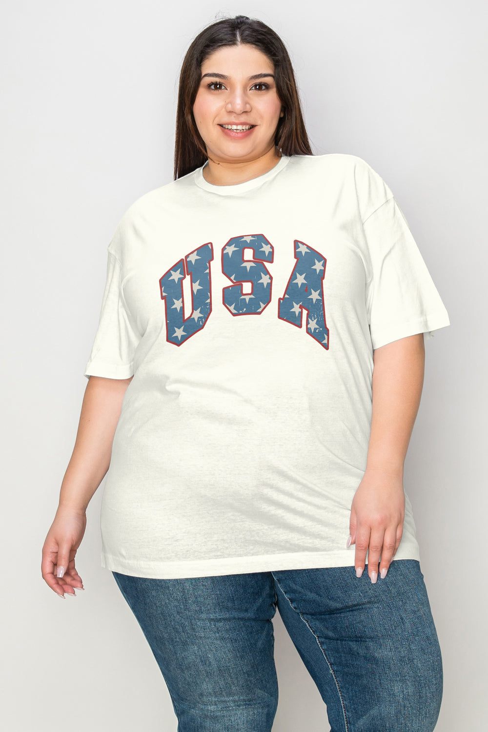 Simply Love USA Letter Graphic Short Sleeve T-Shirt