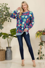 Load image into Gallery viewer, Celeste Side Slit Flower Print Long Sleeve Top
