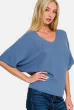 Load image into Gallery viewer, Zenana V-Neck Short Sleeve Dolman Sweater