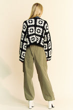 Load image into Gallery viewer, Davi &amp; Dani Two Tone Flower Square Crochet Open Front Cardigan