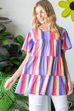 Load image into Gallery viewer, Heimish Short Sleeve Striped Tiered Top