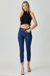 RISEN Embellished Mid Rise Crop Skinny Jeans