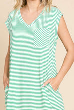 Load image into Gallery viewer, Culture Code Full Size Striped V-Neck Slit Dress with Pockets