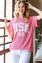 Load image into Gallery viewer, Heimish USA Graphic Short Sleeve Ribbed Top