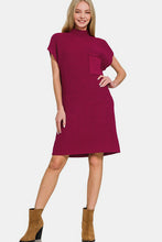 Load image into Gallery viewer, Zenana Mock Neck Short Sleeve Sweater Dress