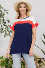 Load image into Gallery viewer, Celeste Color Block Round Neck Short Sleeve T-Shirt