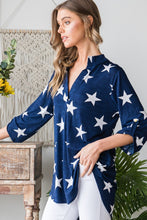 Load image into Gallery viewer, Heimish Roll-Tab Sleeve Star Print Top