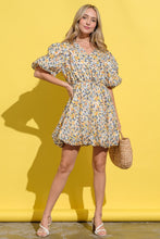 Load image into Gallery viewer, And The Why Floral Surplice Puff Sleeve Dress