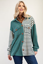 Load image into Gallery viewer, Celeste Striped Button Up Dropped Shoulder Shacket