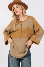 Load image into Gallery viewer, SAGE + FIG Star Applique Patch Exposed Seam Waffle Knit Top