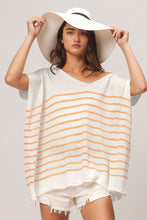 Load image into Gallery viewer, BiBi V Neck Striped Short Sleeve Top