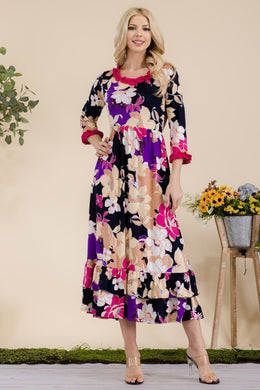 Celeste Floral Ruffled Midi Dress