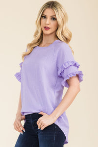 Celeste Ruffle Short Sleeve Texture Top