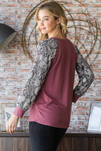 Load image into Gallery viewer, Heimish Snakeskin Print Raglan Sleeve Half Button Top