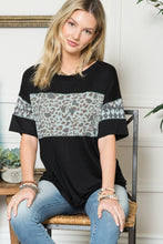 Load image into Gallery viewer, Celeste Leopard Exposed Seam Short Sleeve T-Shirt