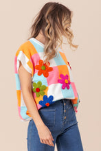 Load image into Gallery viewer, BiBi Flower Patch Checkered Sweater Vest