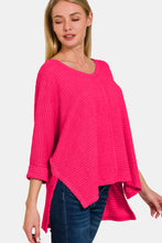 Load image into Gallery viewer, Zenana V-Neck High-Low Jacquard Knit Top