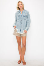 Load image into Gallery viewer, RISEN Button Up Distressed Denim Shirt